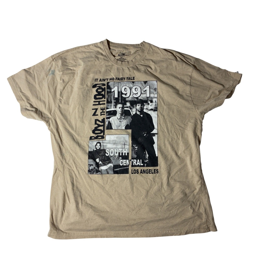 Boyz N The Hood 1991 Movie Graphic T-Shirt Mens 2XL‎ Tan South Central Ice Cube